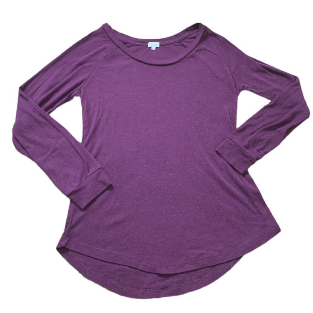 KISMET Plum Purple Woven Scoop Neck Long Sleeve Top Medium Career Chic Preppy
